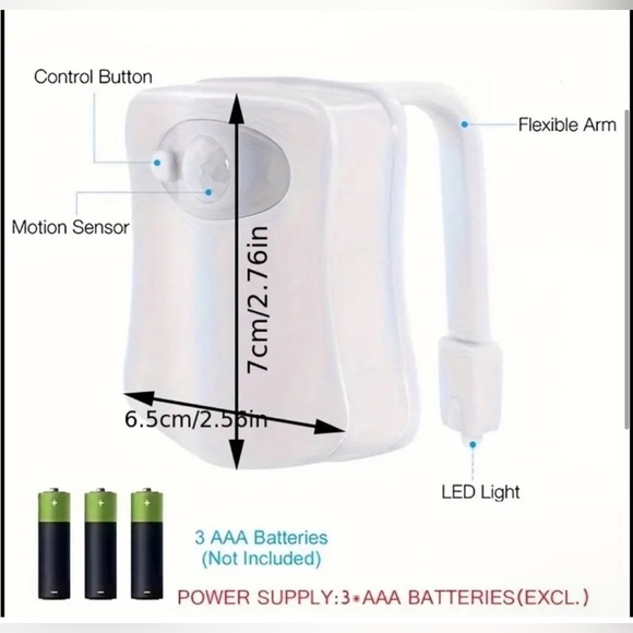 1pc Motion Sensor Toilet Night Light, 8-Color LED Bowl Light - Picture 6 of 8